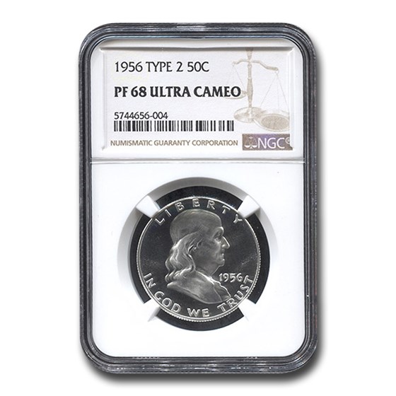 1956 Franklin Half Dollar Type-II PF-68 UCAM NGC 1956 Franklin Half Dollar Type-II PF-68 UCAM NGC
